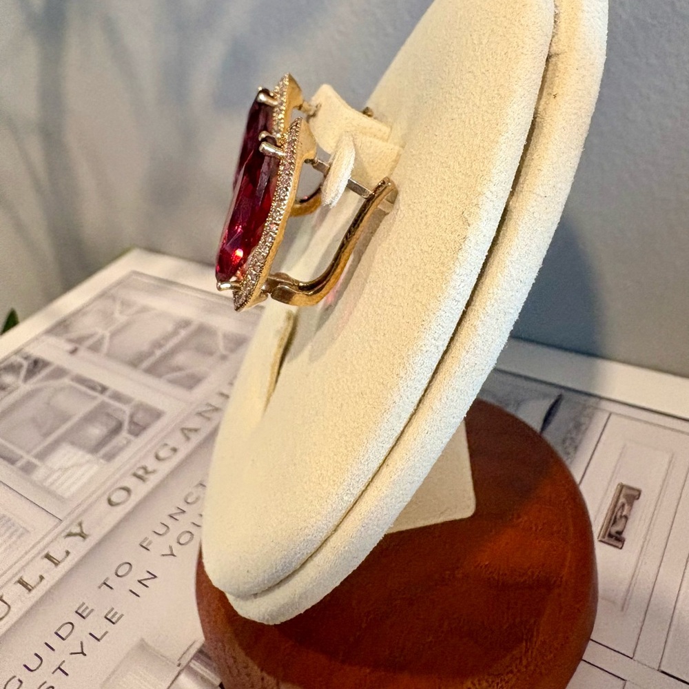 Glamorous Ruby Red Teardrop Earrings - image 3